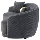  Coaster Furniture Brookside 504844 Velvet Upholstered Curved Sofa - Dark Grey IMAGE 4