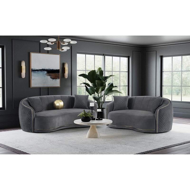  Coaster Furniture Brookside 504845 Velvet Upholstered Curved Loveseat - Dark Grey IMAGE 10