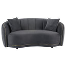  Coaster Furniture Brookside 504845 Velvet Upholstered Curved Loveseat - Dark Grey IMAGE 2
