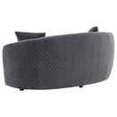  Coaster Furniture Brookside 504845 Velvet Upholstered Curved Loveseat - Dark Grey IMAGE 5