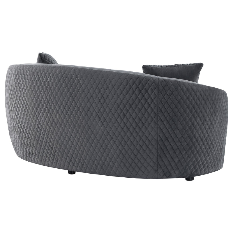  Coaster Furniture Brookside 504845 Velvet Upholstered Curved Loveseat - Dark Grey IMAGE 6