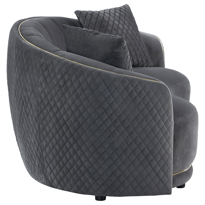  Coaster Furniture Brookside 504845 Velvet Upholstered Curved Loveseat - Dark Grey IMAGE 7