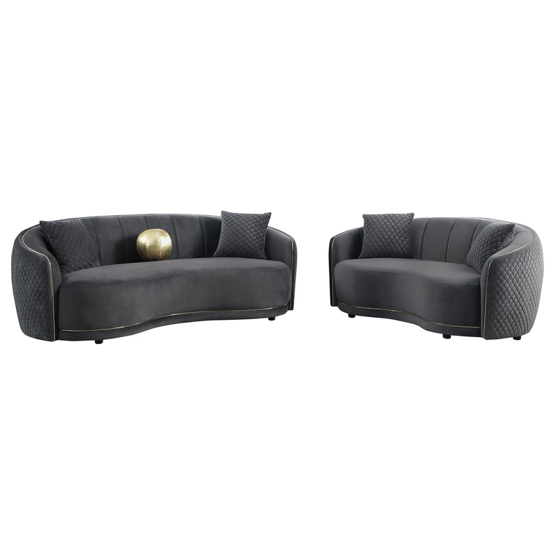  Coaster Furniture Brookside 504845 Velvet Upholstered Curved Loveseat - Dark Grey IMAGE 8