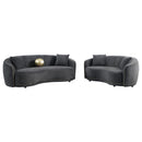  Coaster Furniture Brookside 504845 Velvet Upholstered Curved Loveseat - Dark Grey IMAGE 8