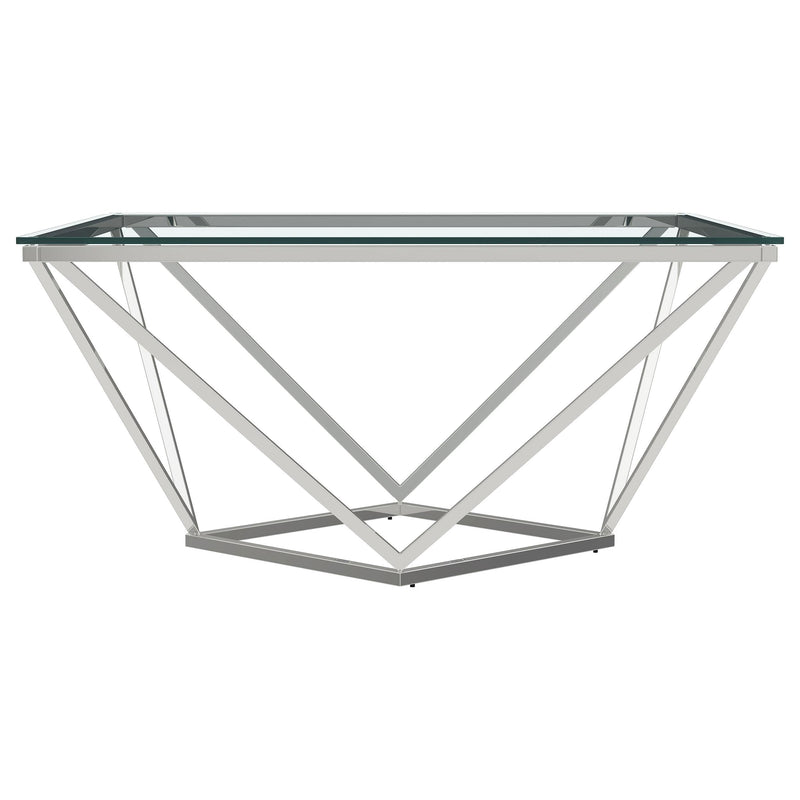  Coaster Furniture Brittania 709738 Square Glass Top Geometric Coffee Table - Nickel IMAGE 5