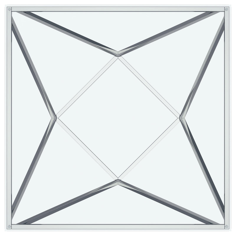  Coaster Furniture Brittania 709738 Square Glass Top Geometric Coffee Table - Nickel IMAGE 6