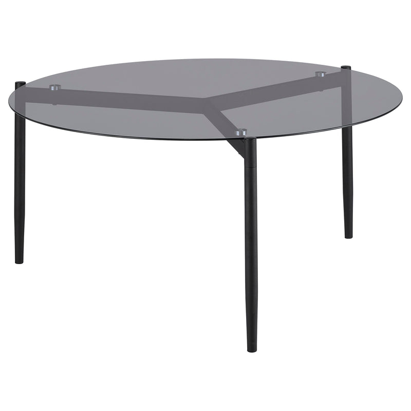  Coaster Furniture Rosalie 710168 Round Smoked Glass Top Coffee Table - Grey IMAGE 4