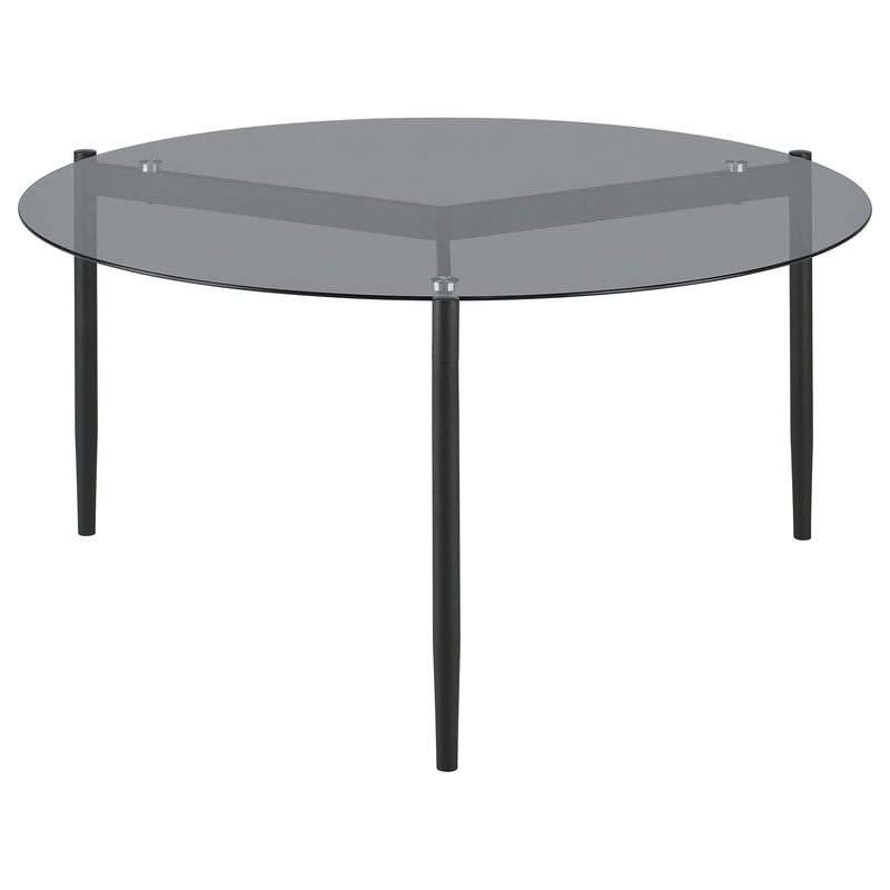 Coaster Furniture Rosalie 710168 Round Smoked Glass Top Coffee Table - Grey IMAGE 5