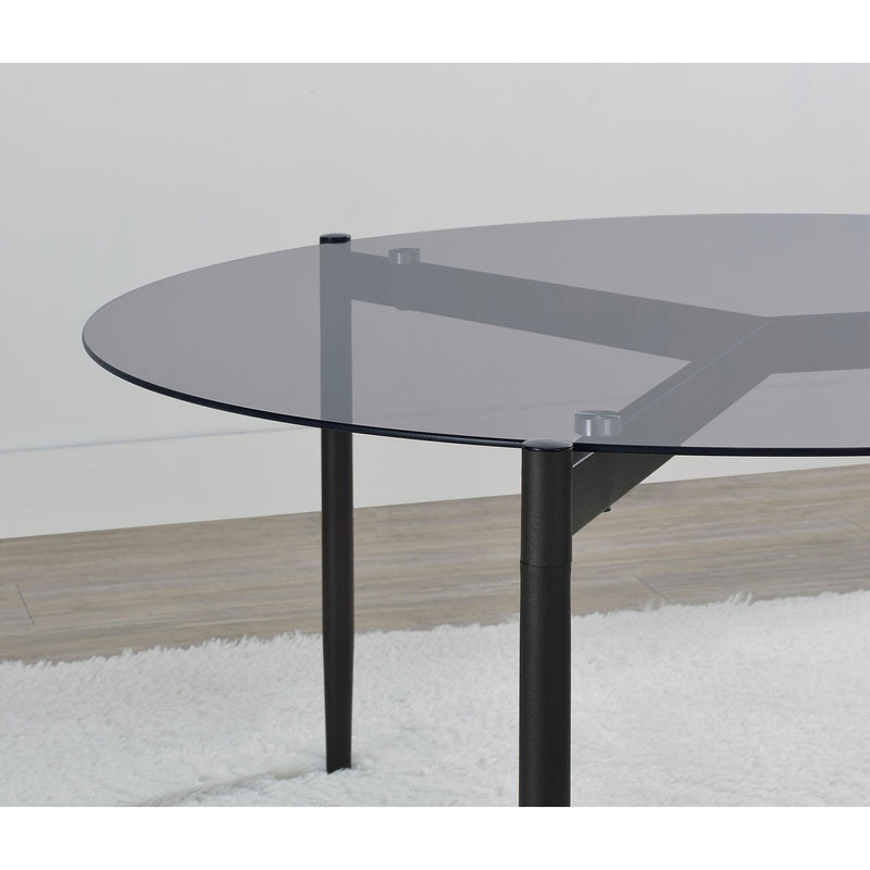  Coaster Furniture Rosalie 710168 Round Smoked Glass Top Coffee Table - Grey IMAGE 7