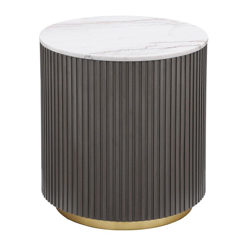 Coaster Furniture Jason 710417 Round Marble Top Side End Table - White and Charcoal IMAGE 1
