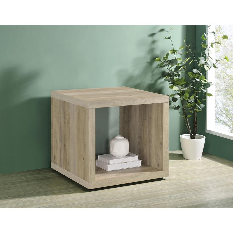 Coaster Furniture Frisco 710507 Square Engineered Wood Side End Table - Distressed Pine IMAGE 2