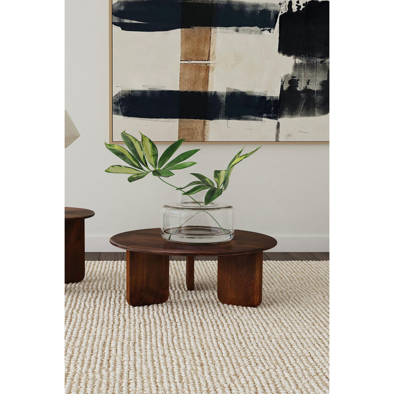  Coaster Furniture Dale 721998 Round Solid Mango Wood Coffee Table - Brown IMAGE 2