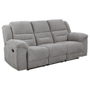  Coaster Furniture Gilson 602551 Chenille Upholstered Reclining Sofa - Grey IMAGE 4