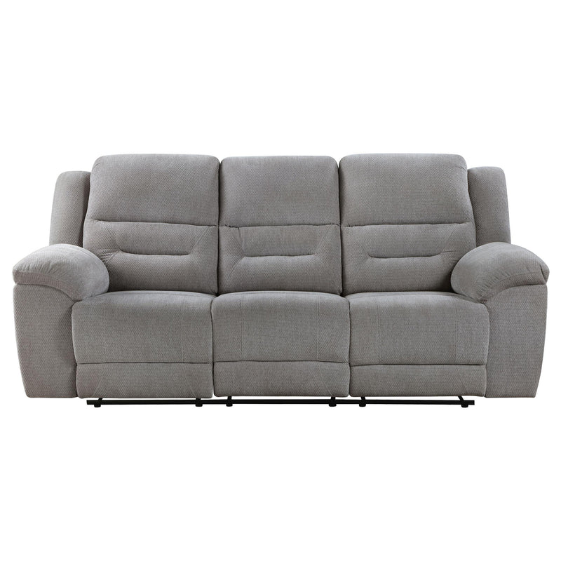  Coaster Furniture Gilson 602551 Chenille Upholstered Reclining Sofa - Grey IMAGE 5