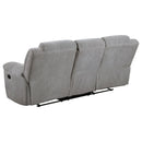  Coaster Furniture Gilson 602551 Chenille Upholstered Reclining Sofa - Grey IMAGE 6