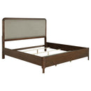  Coaster Furniture Maderia 223321KE 57-inch Upholstered Eastern King Panel Bed - Walnut IMAGE 1