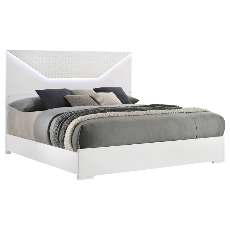  Coaster Furniture Ives 224941KE Eastern King Panel Bed LED Headboard - White High Gloss IMAGE 2