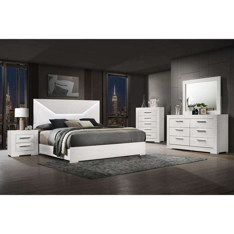  Coaster Furniture Ives 224941KE Eastern King Panel Bed LED Headboard - White High Gloss IMAGE 5