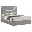  Coaster Furniture Ives 224971Q Queen Panel Bed LED Headboard - Grey High Gloss IMAGE 2