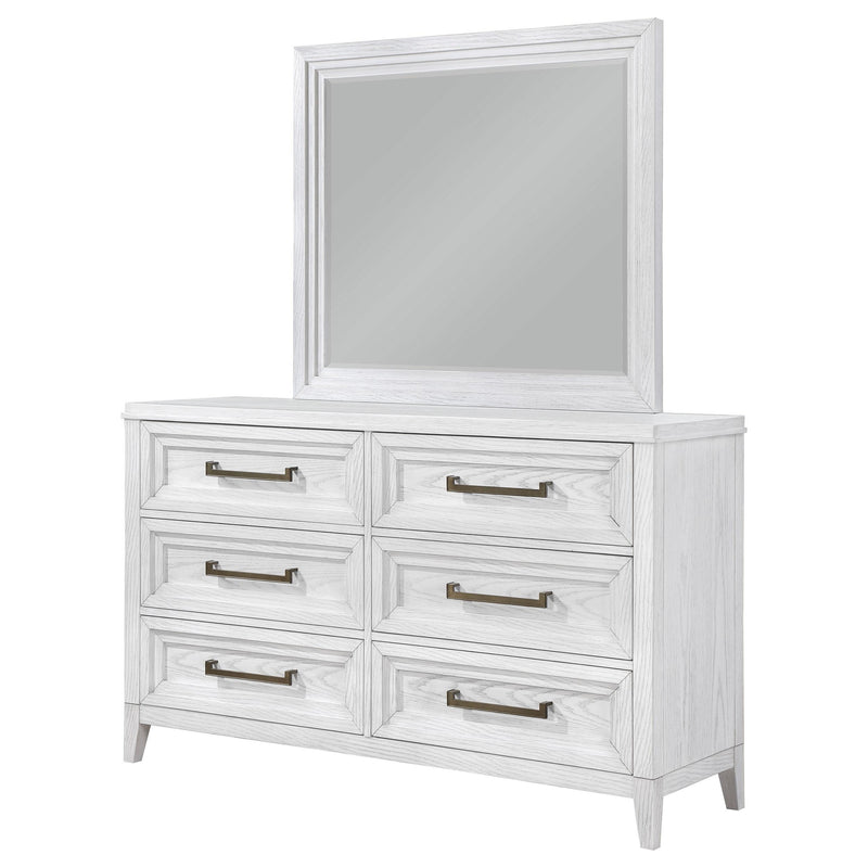  Coaster Furniture Marielle 224843M 6-Drawer Dresser with Mirror - Distressed White IMAGE 3