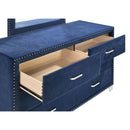 Coaster Furniture Melody 223373M 6-Drawer Upholstered Dresser with Mirror - Pacific Blue IMAGE 4