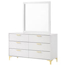  Coaster Furniture Kendall 224403M 6-Drawer Dresser with Mirror - White IMAGE 3