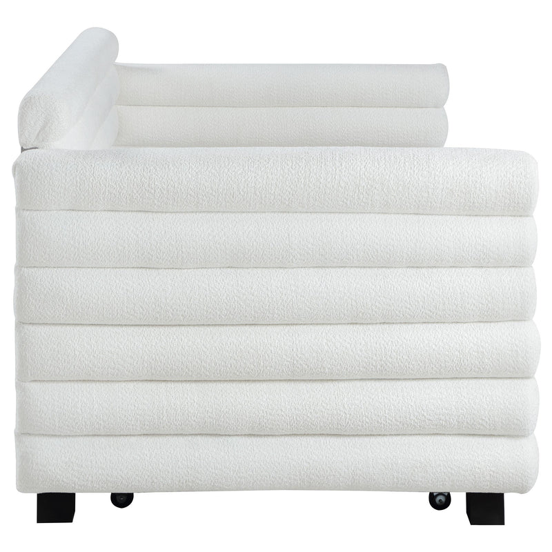  Coaster Furniture Patricia 300716 Boucle Upholstered Twin Day Bed with Trundle - White IMAGE 8