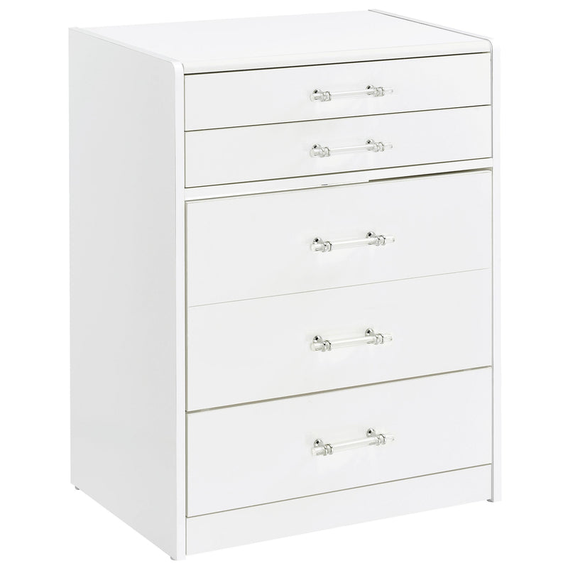  Coaster Furniture Danbury 930208 3-Drawer Makeup Vanity & Stool - Set White High Gloss IMAGE 1