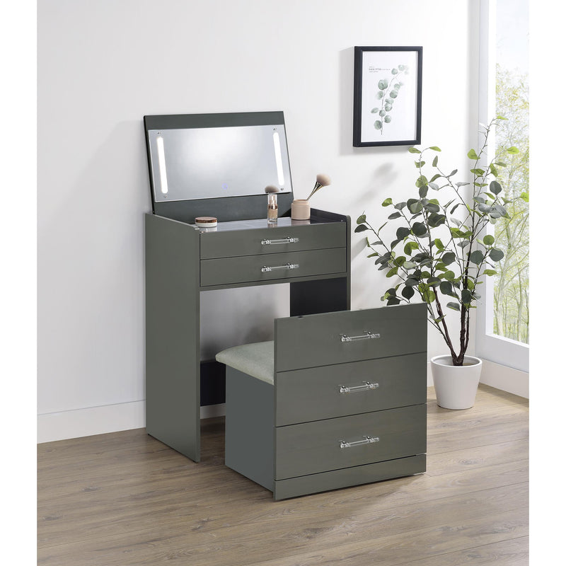  Coaster Furniture Danbury 930210 3-Drawer Makeup Vanity & Stool - Set Grey High Gloss IMAGE 16