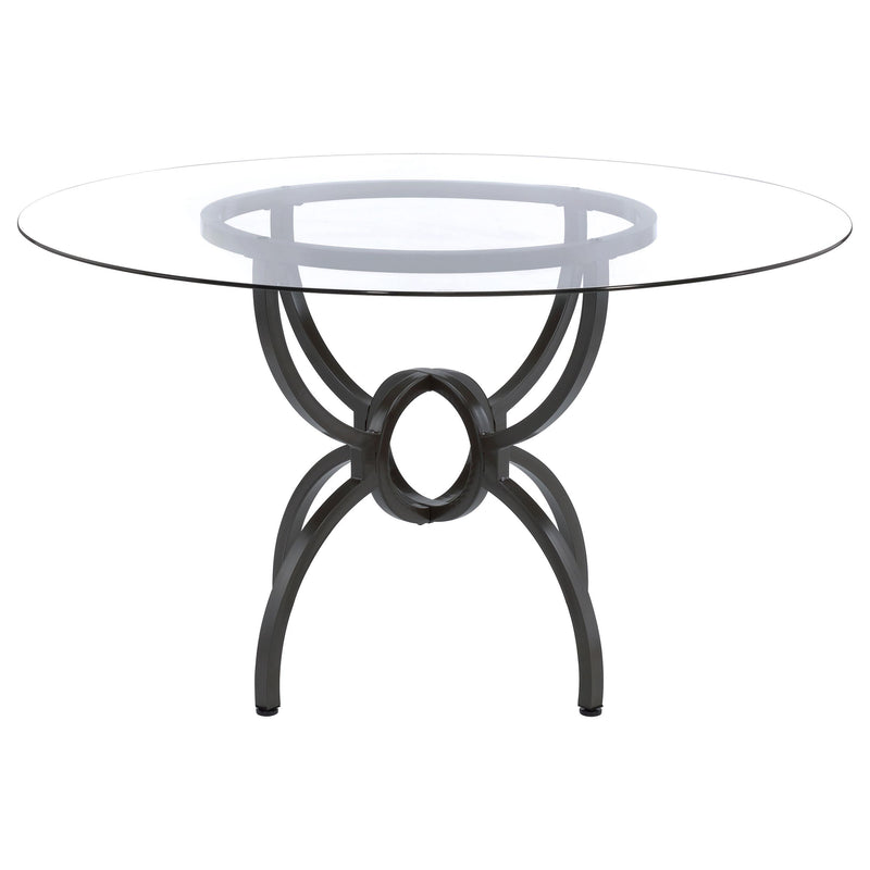  Coaster Furniture Aviano 108291BG Round 48-inch Glass Top Metal Dining Table - Gunmetal IMAGE 2