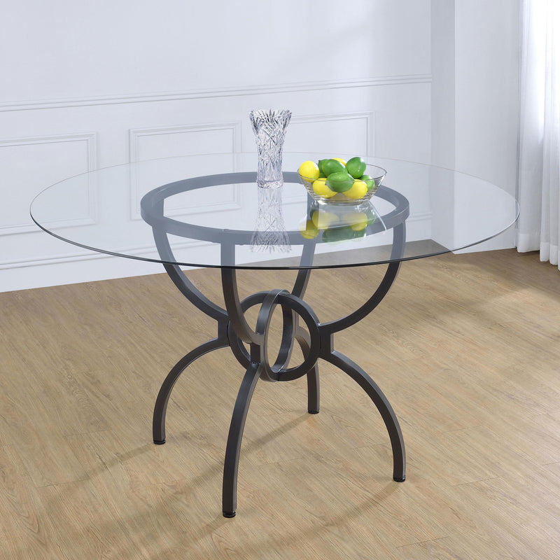  Coaster Furniture Aviano 108291BG Round 48-inch Glass Top Metal Dining Table - Gunmetal IMAGE 4