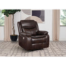  Coaster Furniture Sycamore 610193P Upholstered Power Recliner Chair - Dark Brown IMAGE 6