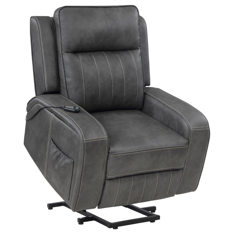  Coaster Furniture Raelynn 603194P Upholstered Power Lift Recliner Chair - Grey IMAGE 3