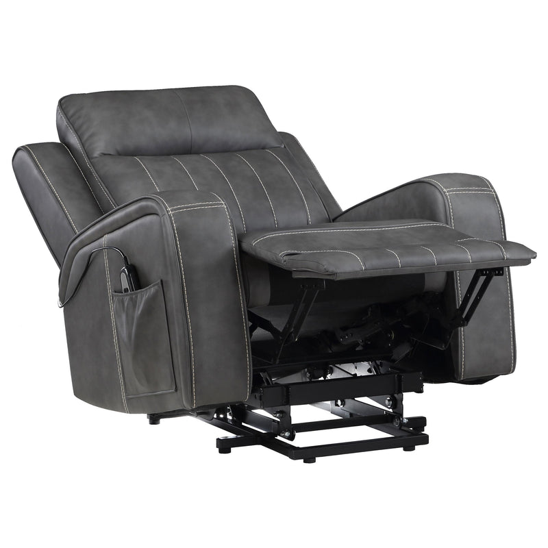  Coaster Furniture Raelynn 603194P Upholstered Power Lift Recliner Chair - Grey IMAGE 4
