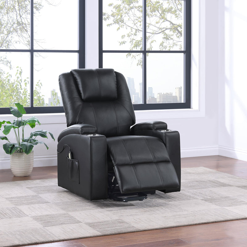  Coaster Furniture Armstrong 609475P Upholstered Power Lift Massage Recliner - Black IMAGE 9