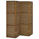  Coaster Furniture Browning 961638 4-panel Bamboo Room Divider Folding Screen - Walnut IMAGE 1