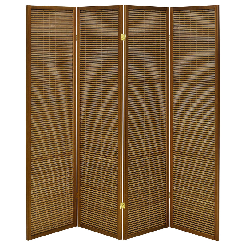 Coaster Furniture Browning 961638 4-panel Bamboo Room Divider Folding Screen - Walnut IMAGE 4
