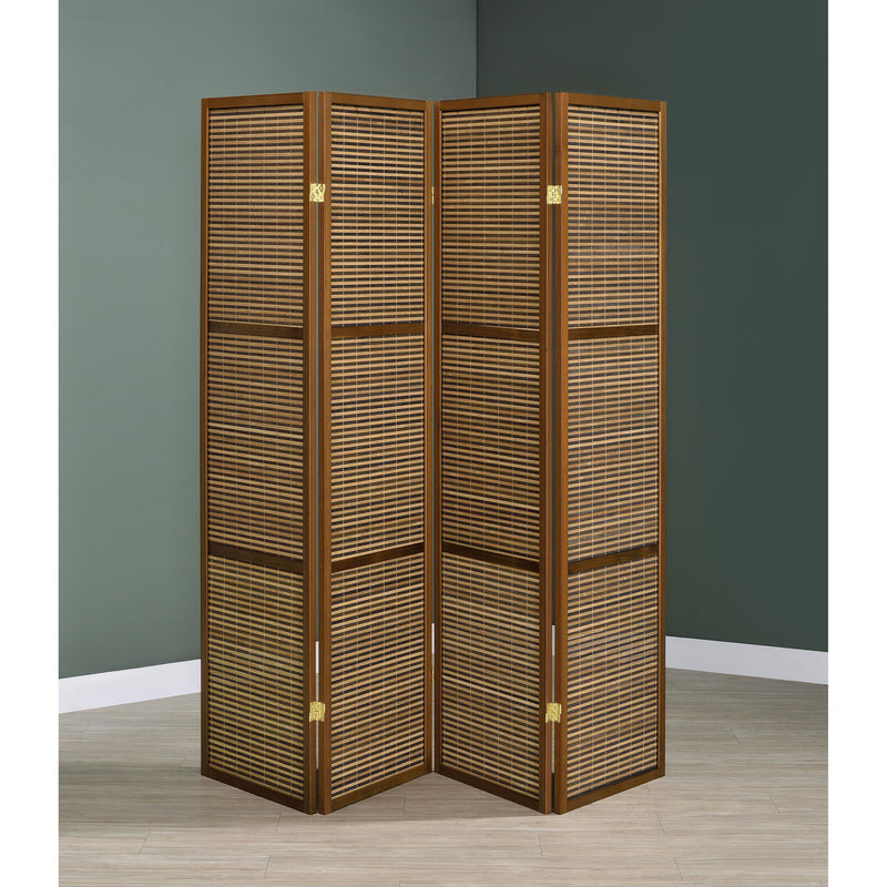  Coaster Furniture Browning 961638 4-panel Bamboo Room Divider Folding Screen - Walnut IMAGE 5