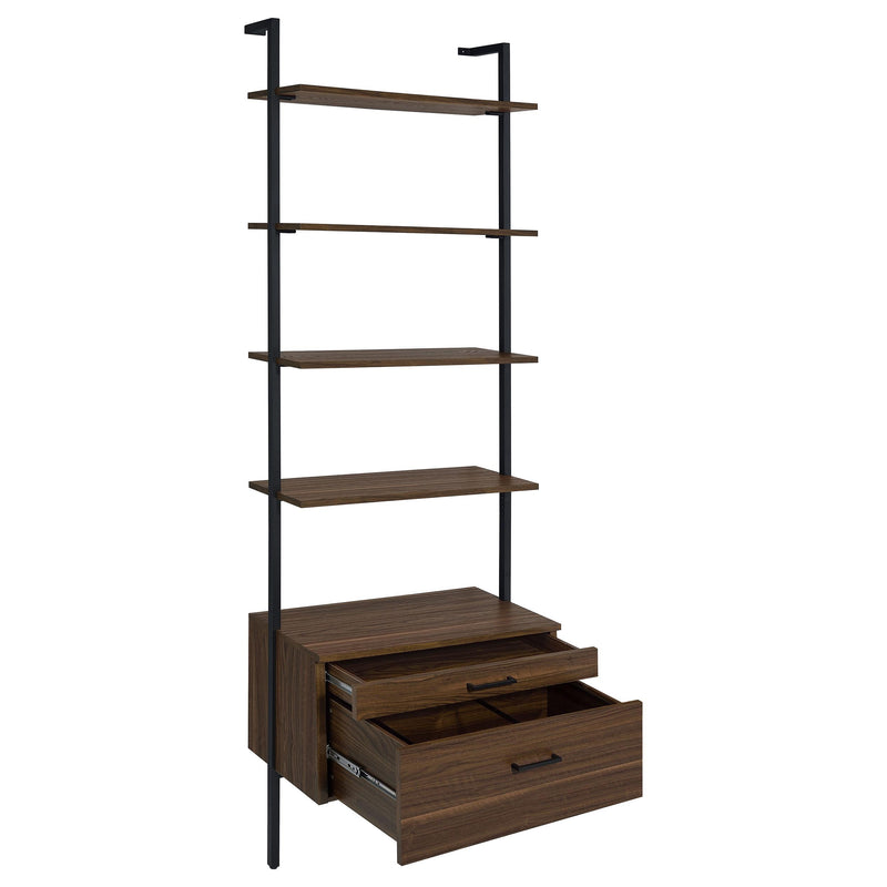  Coaster Furniture Owens 980074 96-inch 4-shelf Storage Wall Bookshelf - Walnut IMAGE 2