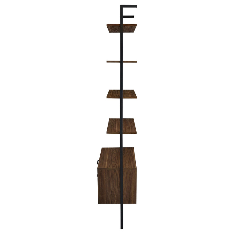  Coaster Furniture Owens 980074 96-inch 4-shelf Storage Wall Bookshelf - Walnut IMAGE 5