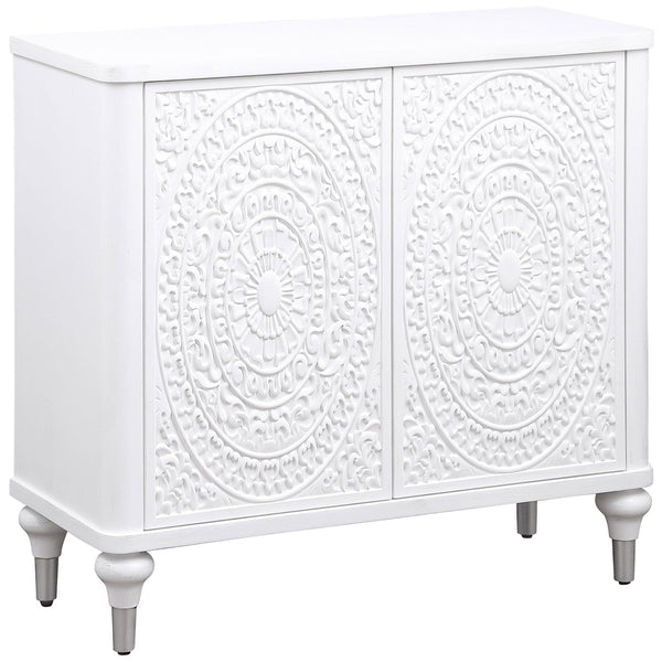  Coaster Furniture Cardella 950411 2-door Mandala Accent Cabinet - Distressed White IMAGE 1