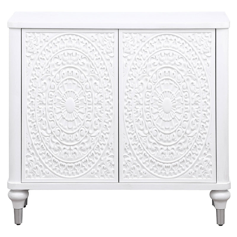  Coaster Furniture Cardella 950411 2-door Mandala Accent Cabinet - Distressed White IMAGE 2