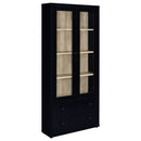  Coaster Furniture Hawthorne 953478 4-shelf Glass Door Cabinet with Drawers - Black IMAGE 1