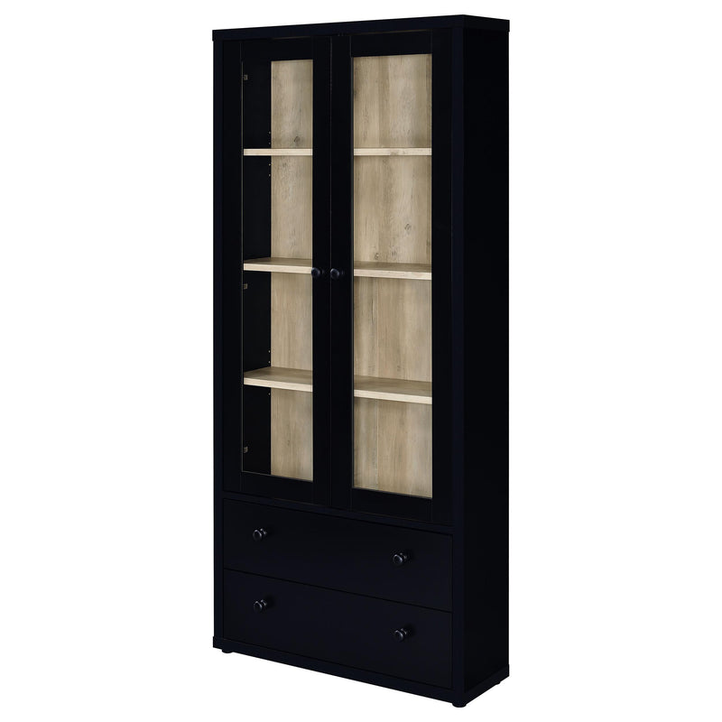  Coaster Furniture Hawthorne 953478 4-shelf Glass Door Cabinet with Drawers - Black IMAGE 4