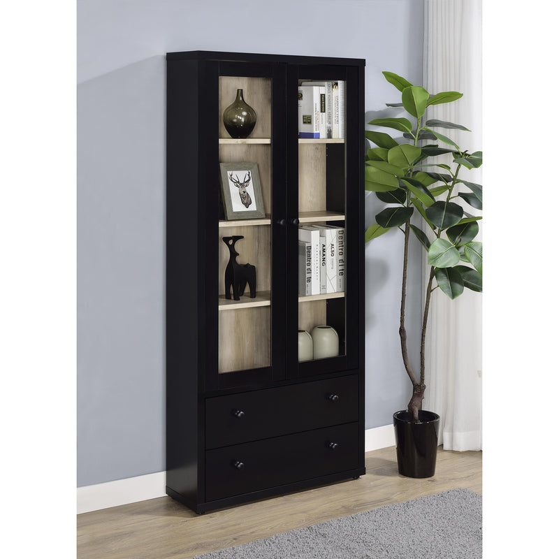  Coaster Furniture Hawthorne 953478 4-shelf Glass Door Cabinet with Drawers - Black IMAGE 9