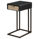  Coaster Furniture Amherst 931631 1-Drawer Radio Weave Cane Metal Side Table - Black IMAGE 4