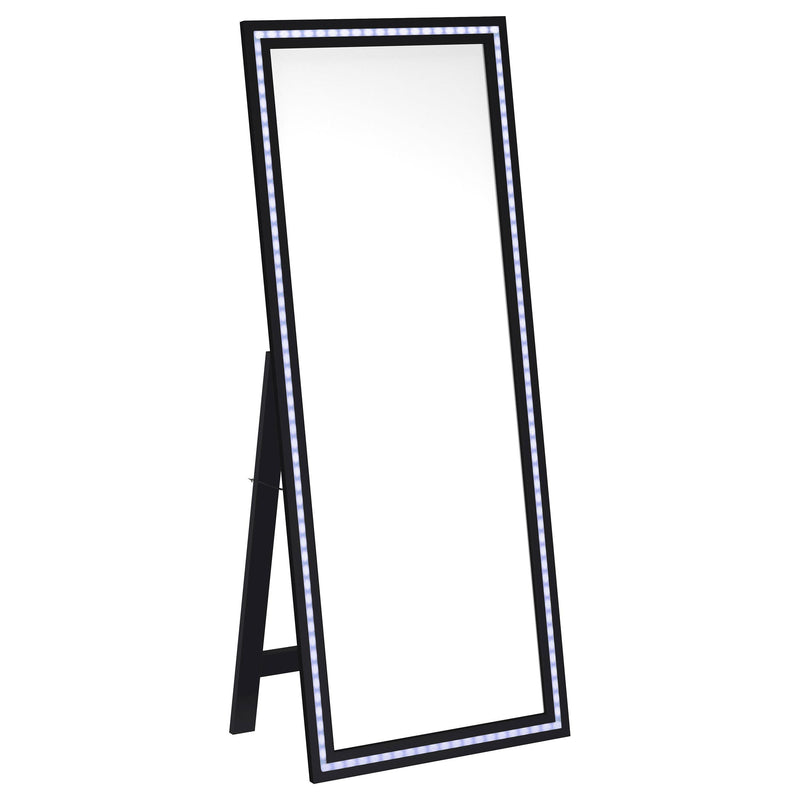 Coaster Furniture Windrose 960962 28 x 67 Inch Tempered LED Standing Mirror - Black IMAGE 2