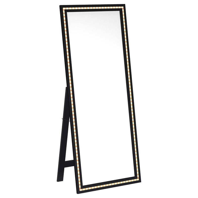Coaster Furniture Windrose 960962 28 x 67 Inch Tempered LED Standing Mirror - Black IMAGE 3