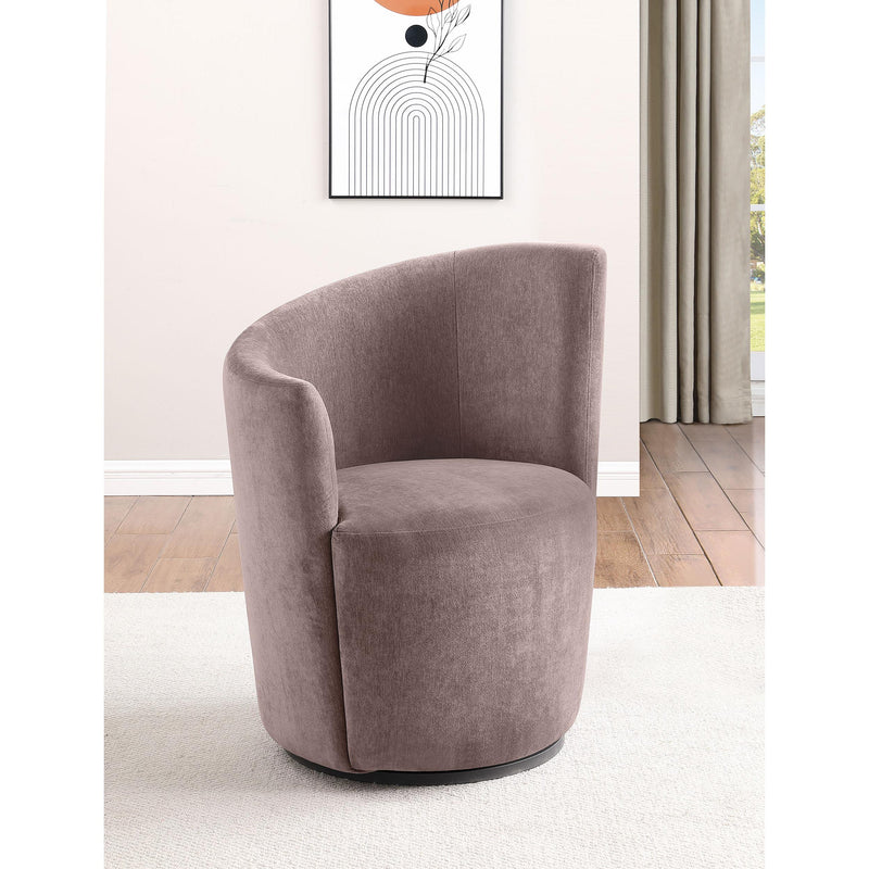  Coaster Furniture Nueva 907528 Upholstered Swivel Chair Curved Backrest - Blush IMAGE 2