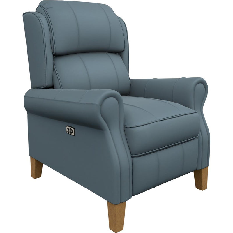  Best Home Furnishings Joanna 0LP20HBLU Power High Leg Recliner - Tranquil/Honey Birch IMAGE 1